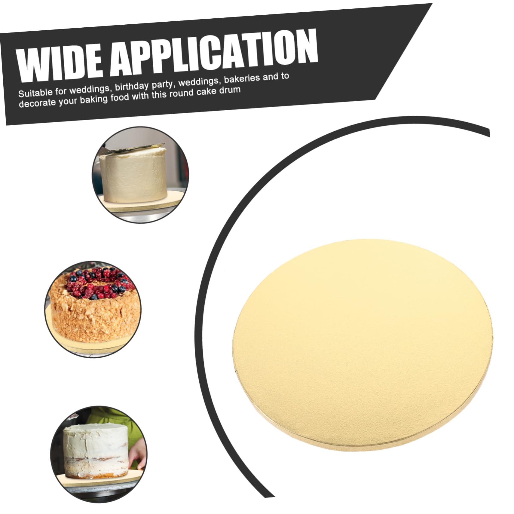 OUNONA 10 Inch Cake Drum Mat Round Cake Board Base Decorative Display Base for Parties