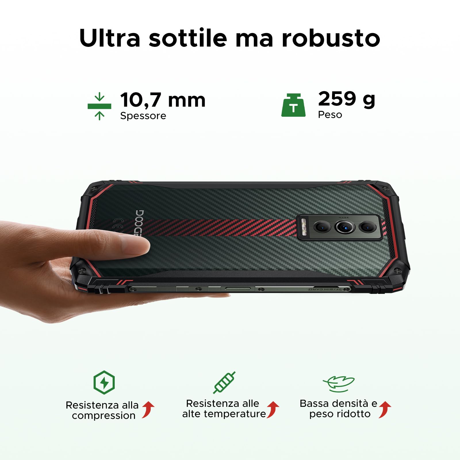 DOOGEE Blade 10 Energy 4.5G Rugged Smartphone, 24GB+128GB/2TB, Octa-core Telefono Indistruttibile, Android 15, 6150mAh Batteria, 6.56" HD+ 90Hz, 16MP+8MP, Widevine L1/GPS/Face ID/NFC