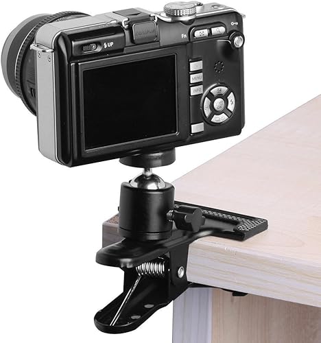 Miniatura 3 de SLOW DOLPHIN Soporte para trípode con clip de cámara con soporte reflector de flash con tornillo de 14 de pulgada, giro de 360 grados para cámara de