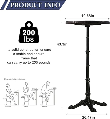 Miniatura 2 de Mesa de bar de 43.3 pulgadas de alto, moderna mesa de pub bistró, mesa redonda de madera, escritorio de cóctel para 2-3 personas, mesas de café de