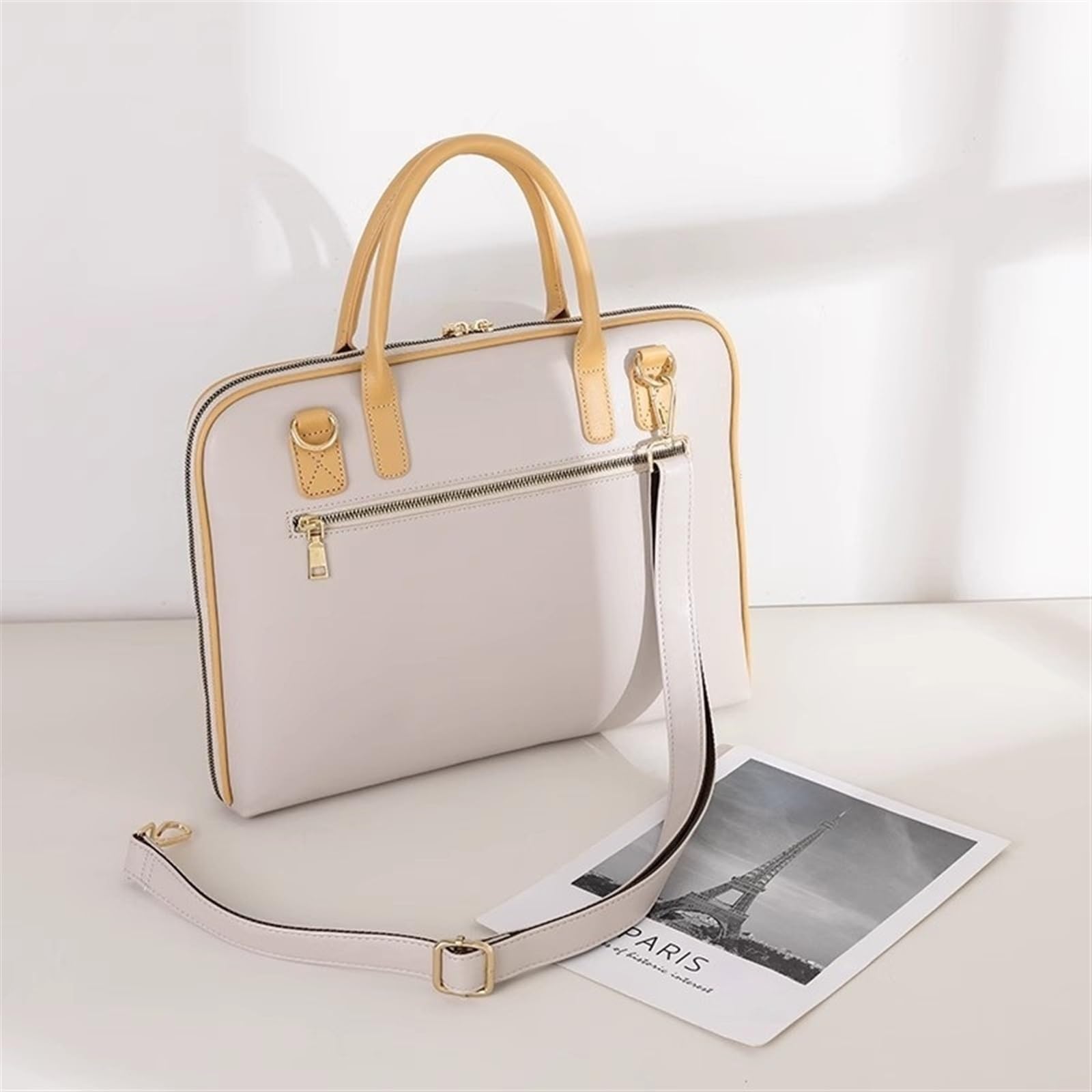 Ordenador Portátiles Funda Maletín de Cuero, Bolso de Mano, Bolso Profesional de Negocios de Gran Capacidad a la Moda, Bolso for portátil de 14 Pulgadas Funda Portatil Bolsa Multifunci