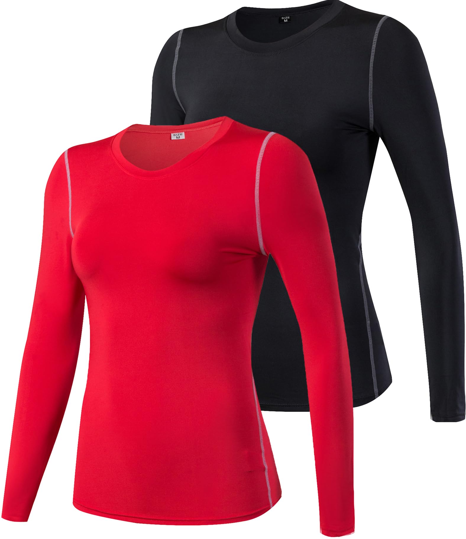 2/3 Pack Women's Long Sleeve Shirts UPF 50+ Sun Protection Compression Shirts Dry-Fit Athletic T-Shirts Gym Running Tops