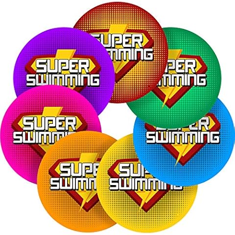 Super Comic Swimming Reward Sticker Labels Children Parents Teachers Kids Party Glossy (2.5 cm x 560 / 8, A4 Sheets) Cover
