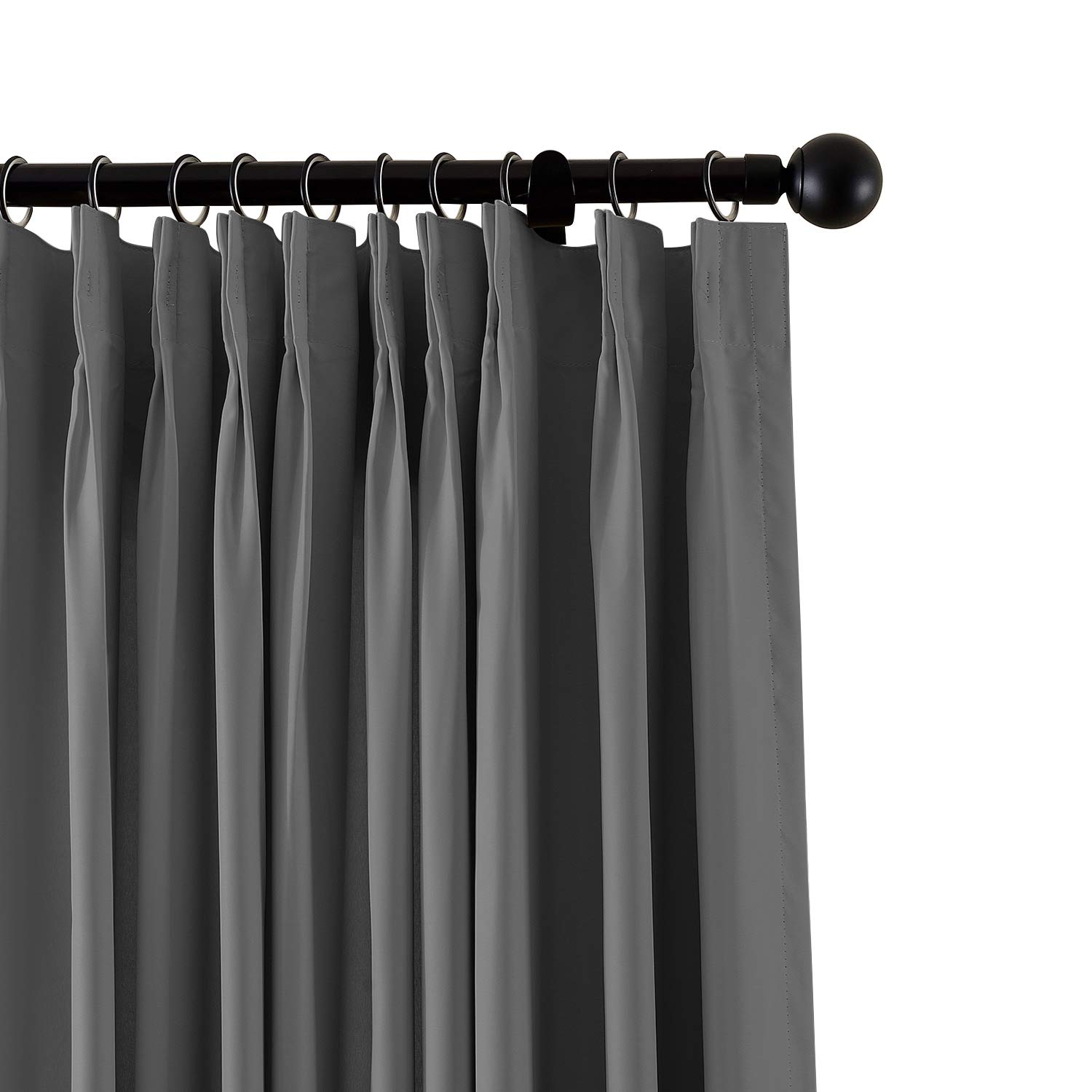 Fireproof Flame Retardant Thermal Insulated Curtain Drapery Panel Pinch Pleat Grey 66" W x 72" L For Office Hotel School Cinema and Hospital 1 Panel