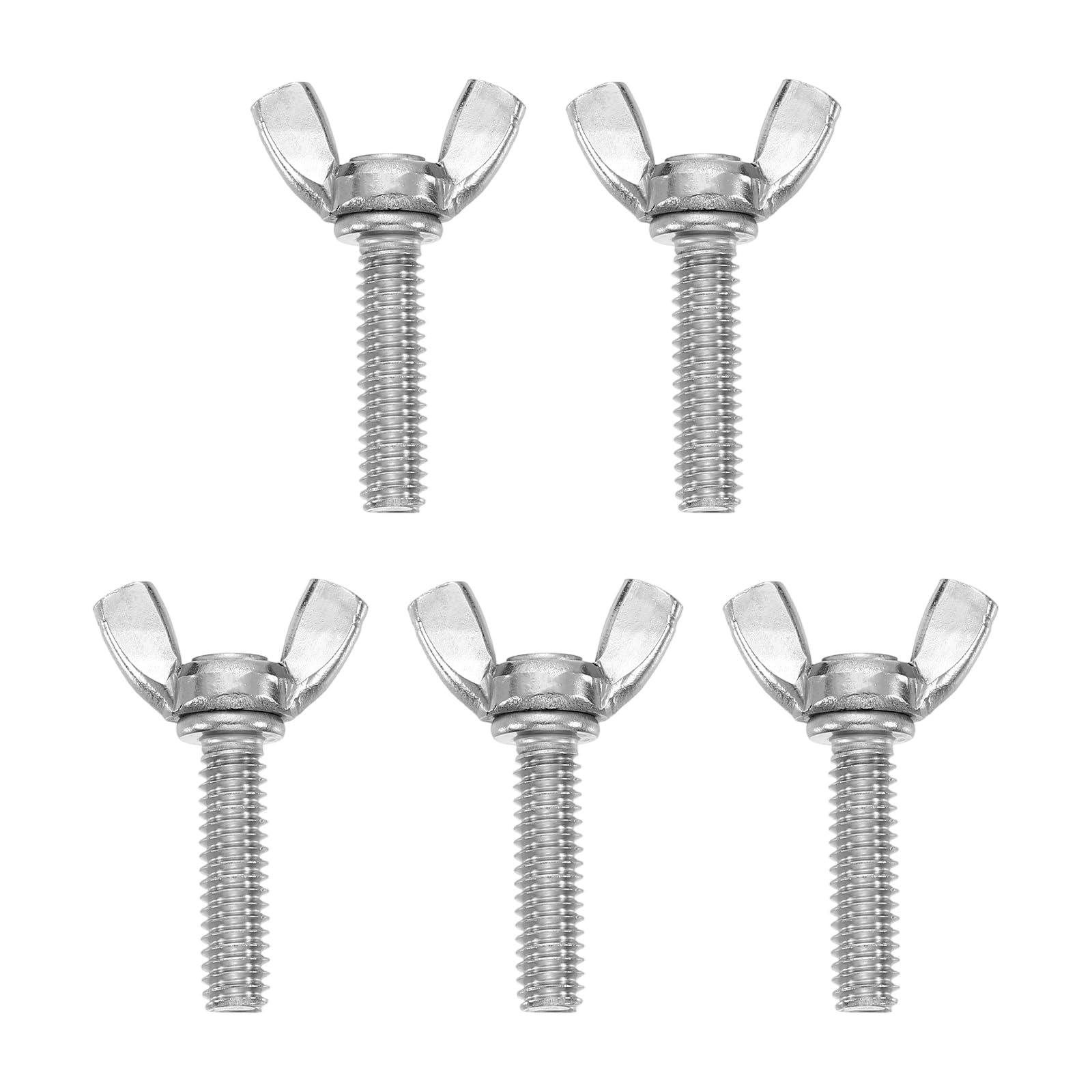 sourcing map 5Pcs 1/4-20" x 1" Wing Butterfly Screw Bolts, 304 Stainless Steel Machine Fastener, Thumb Hand Screws for Electronic Equipment, Silver Tone