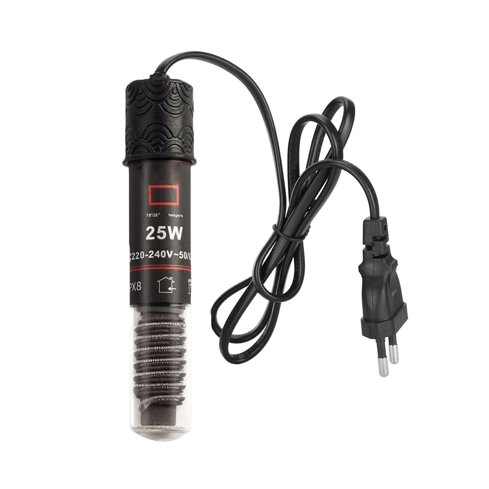 GERUI Mini grzałka do akwarium 25W, termostat, ogrzewanie akwarium dla żółwi do małych akwariów, do wody słonej i słodkiej, z kablem sieciowym 99cm (1)