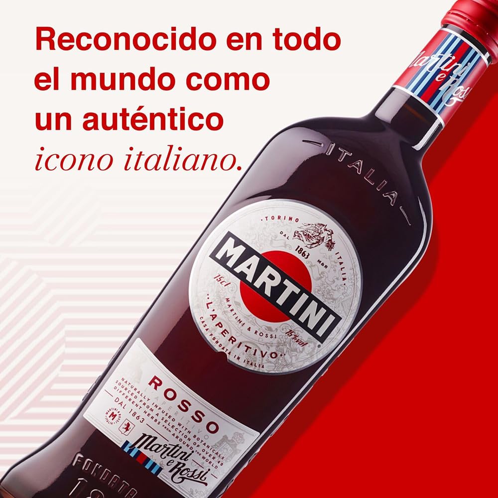 MARTINI Rosso Red Vermouth Aperitivo, 15% ABV, 100cl / 1L, Vermut dulce con infusión de hierbas regionales