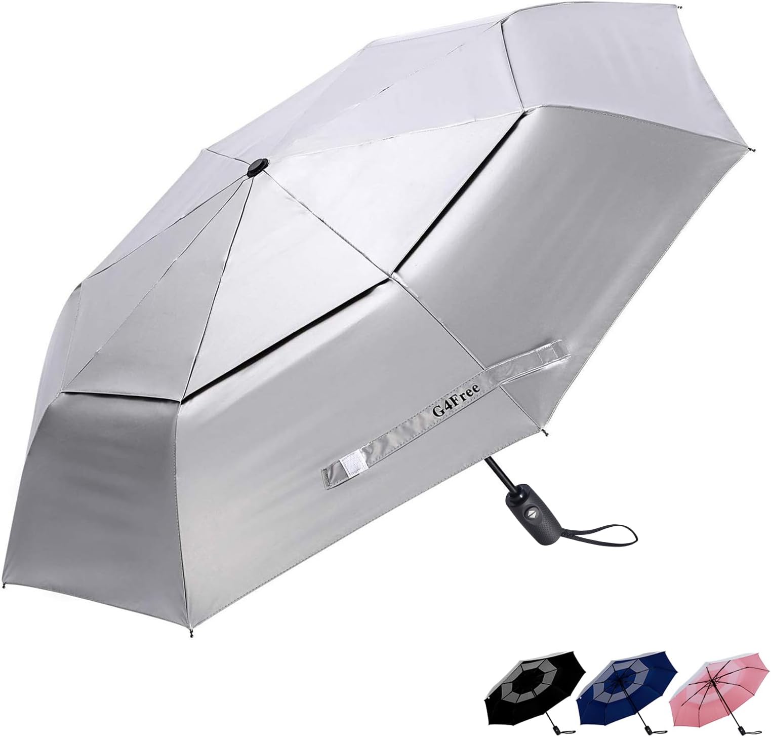UPF 50+ UV Protection Travel Umbrella 42/46 Inch Windproof Silver Coating Sun Blocking Umbrella