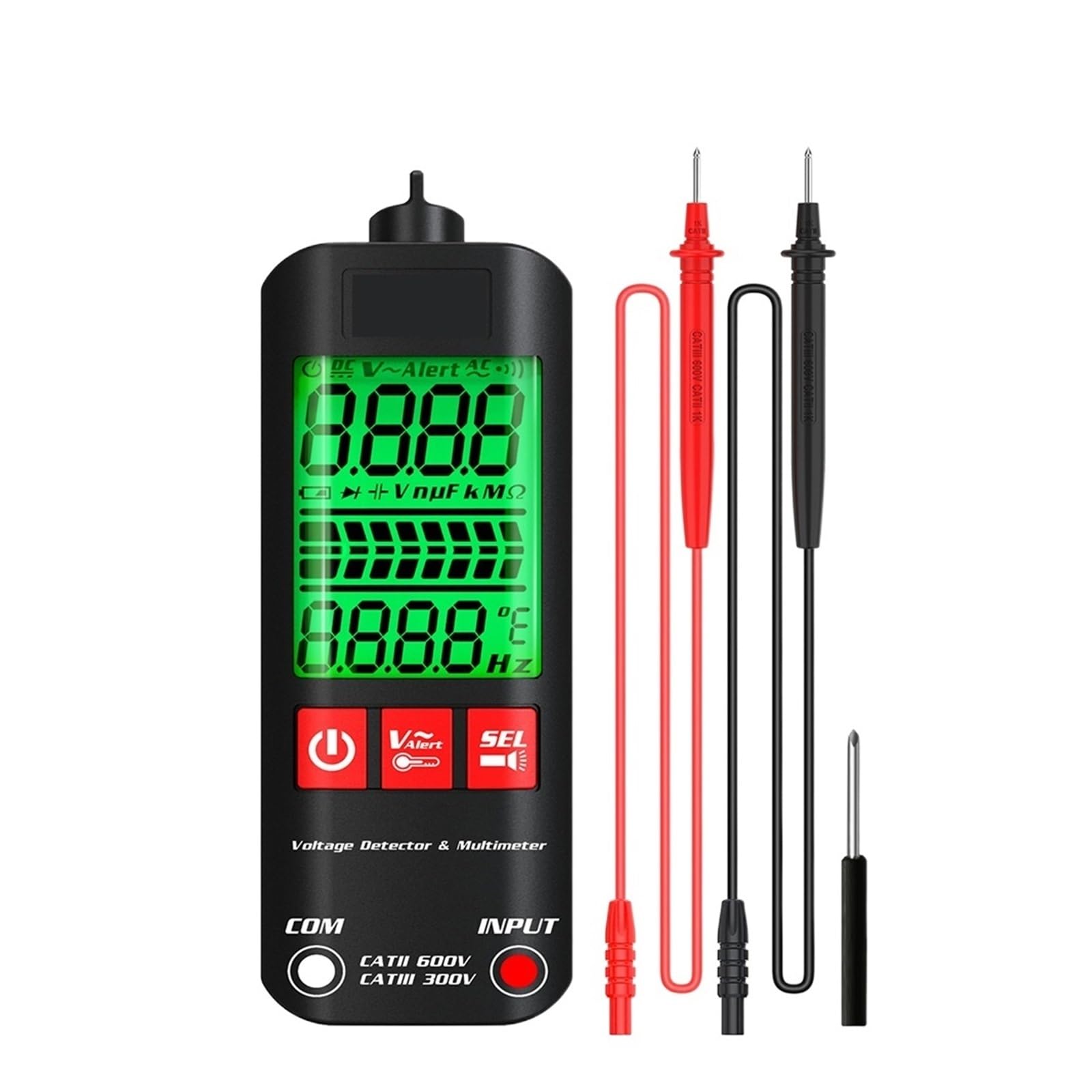 Cyfrowy Inteligentny Multimetr Miernik Pomiarowy Czujnik Temperatury 3-wyświetlacz Wyników Tester Prądu VFC Ohm Napięcia Diody Szybko Dokładnie Łatwy Odczyt(Without bag)