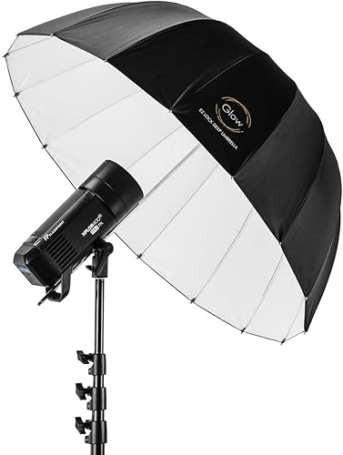 Miniatura 5 de Glow Easy Lock - Paraguas mediano de fibra de vidrio de color blanco profundo (33 pulgadas)