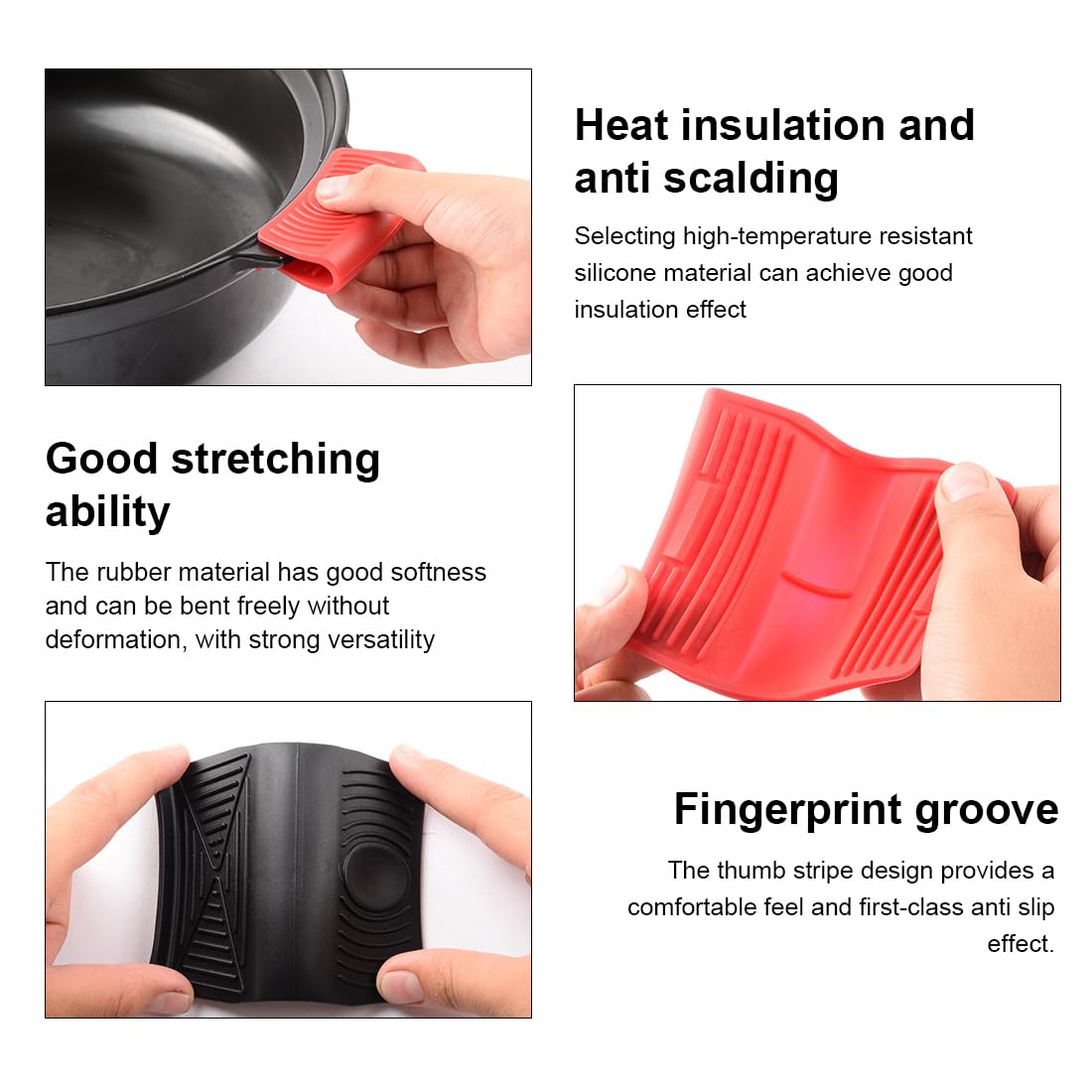 EORPAVU Silikon Topfgriff-Abdeckungen - 3 Paar Hitzebeständige Griffschoner Gegen Verbrennungen