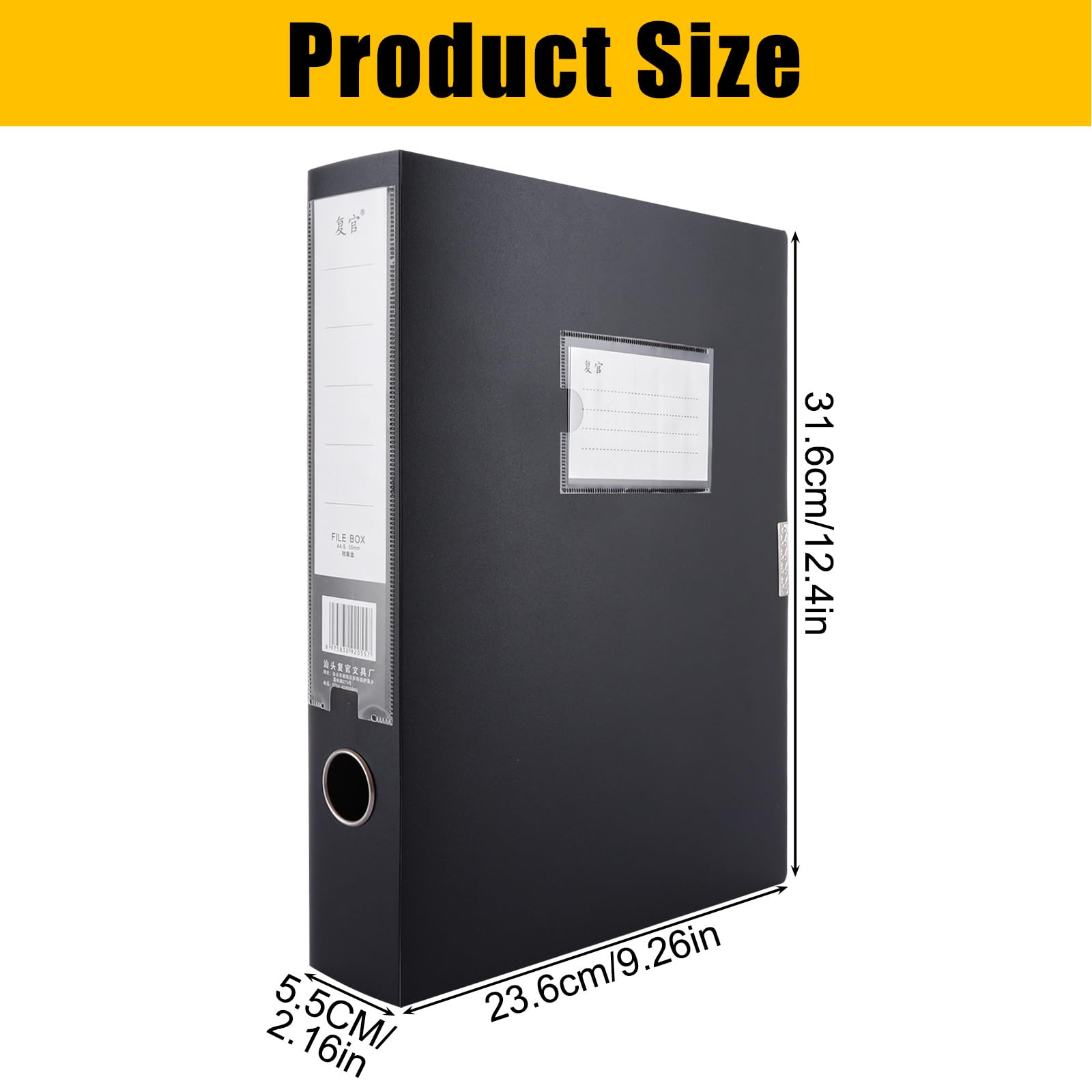 JMIATRY 8 Pcs Box Files A4, Plastic Deep Holder 55mm, Foolscap File for Office Stationery Document Black - Image 2