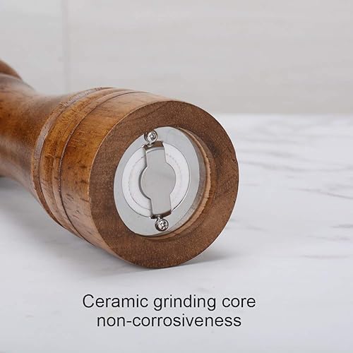 Miniatura 7 de Wood Salt and Pepper Grinder Set, Salt Mill Pepper Grinder Set, Pepper Mill, Salt Shakers with Adjustable Ceramic Rotor- Oak Wood Pepper Grinder for