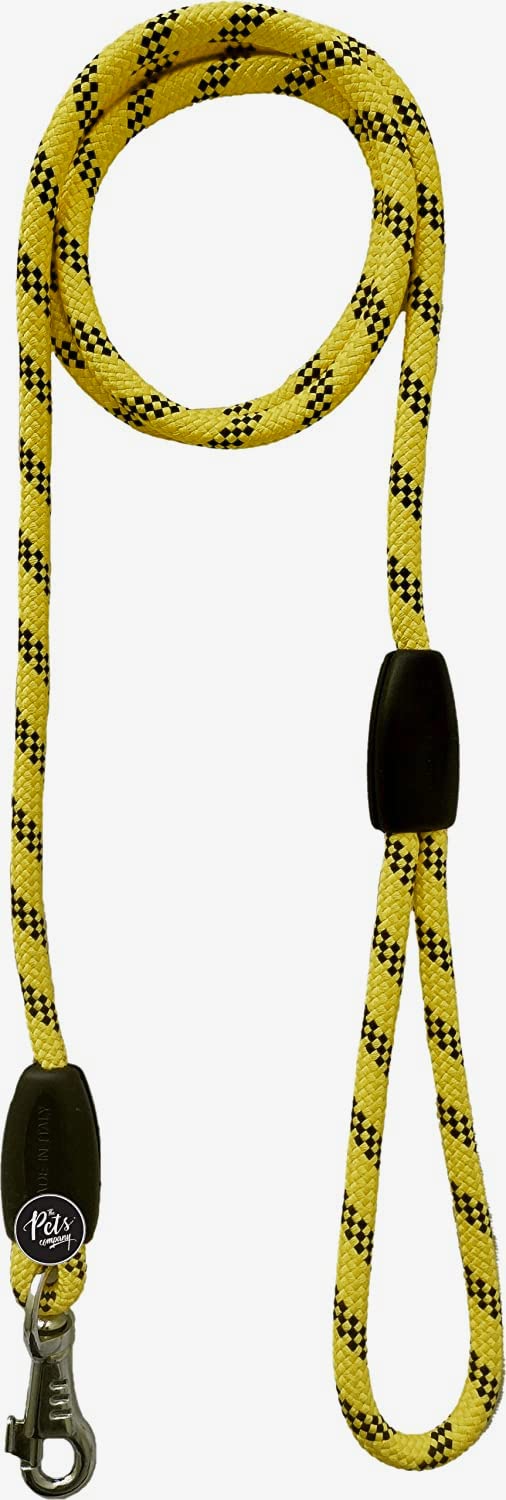The Pets Company Rope Training Leash for Small Breed Dogs with Strong Hook, Rope Leash for Small Dogs, 8 mm, 4 Feet, Yellow