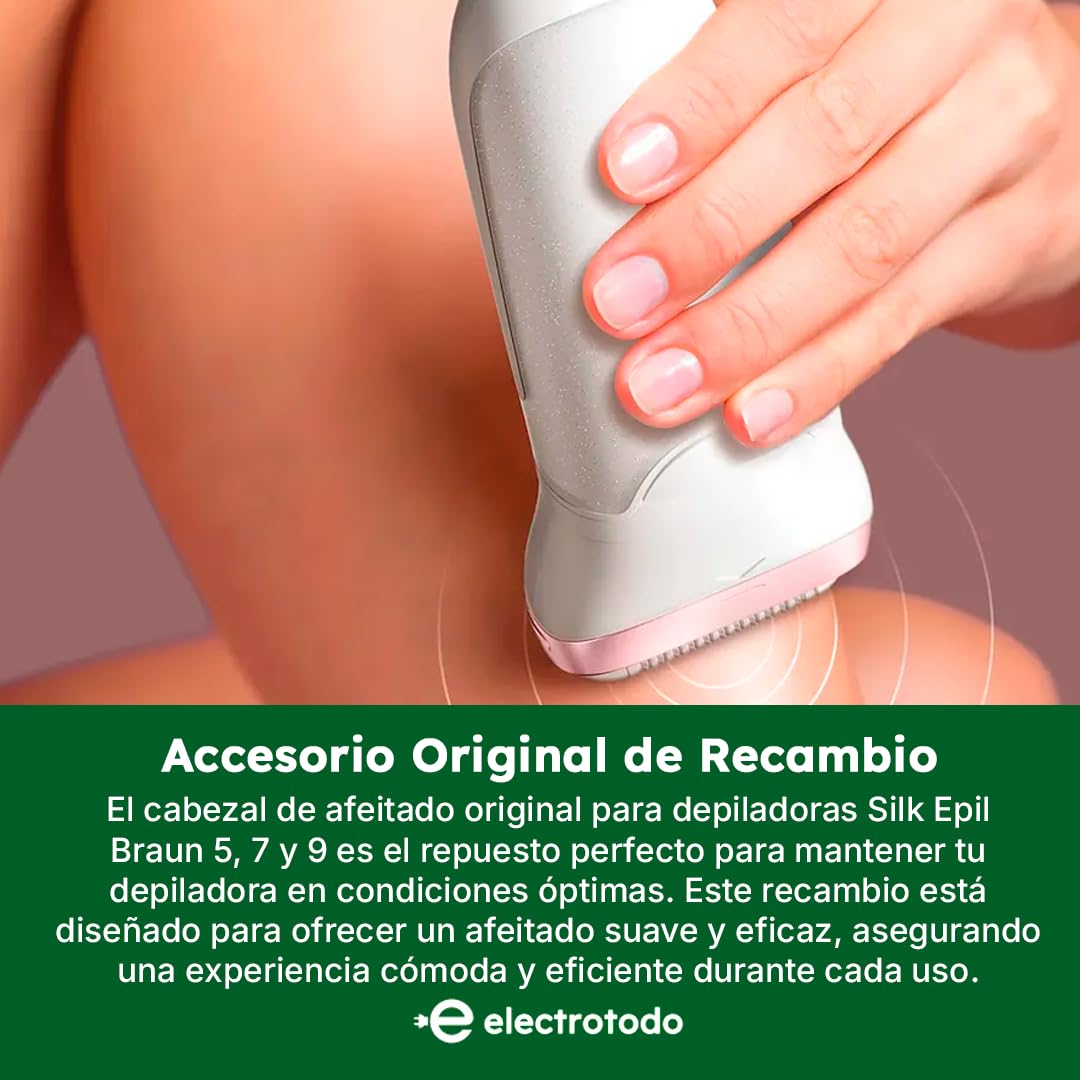 Cabezal de Afeitado Blanco Compatible con Depiladora Braun Silk-épil 5, 7 y 9 | Recambio Original | Afeitado Suave y Preciso | Ajuste Perfecto y Máxima Durabilidad | Instalación Fácil