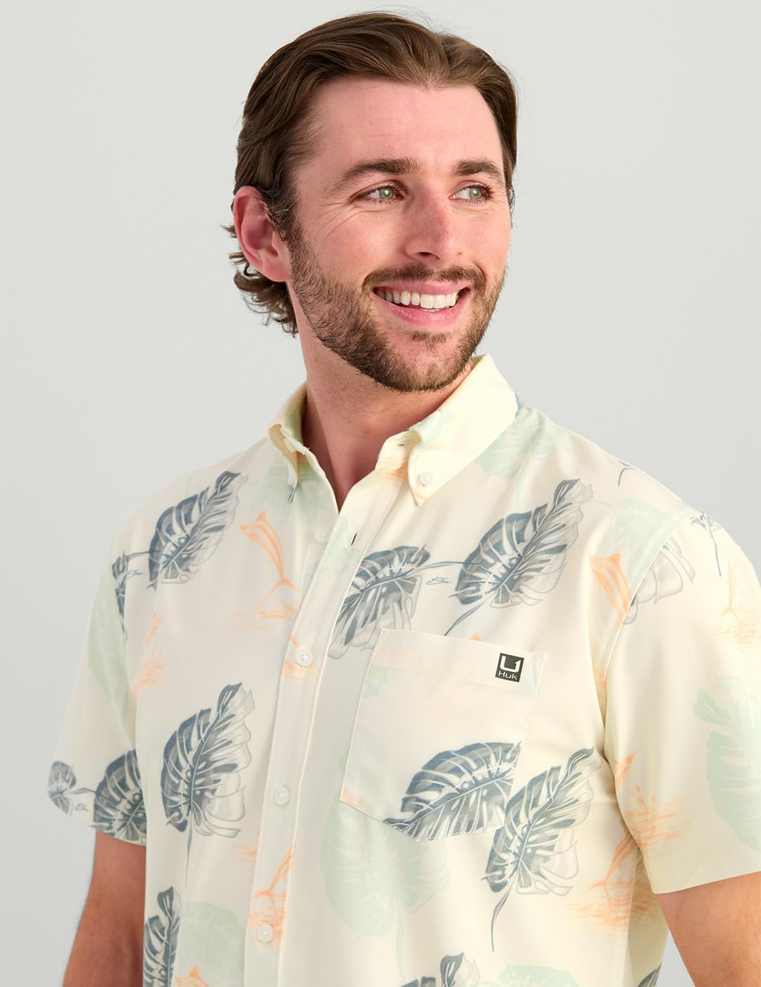 HUK Mens Kona Pattern Short Sleeve Fishing Button Down Shirt - Image 4