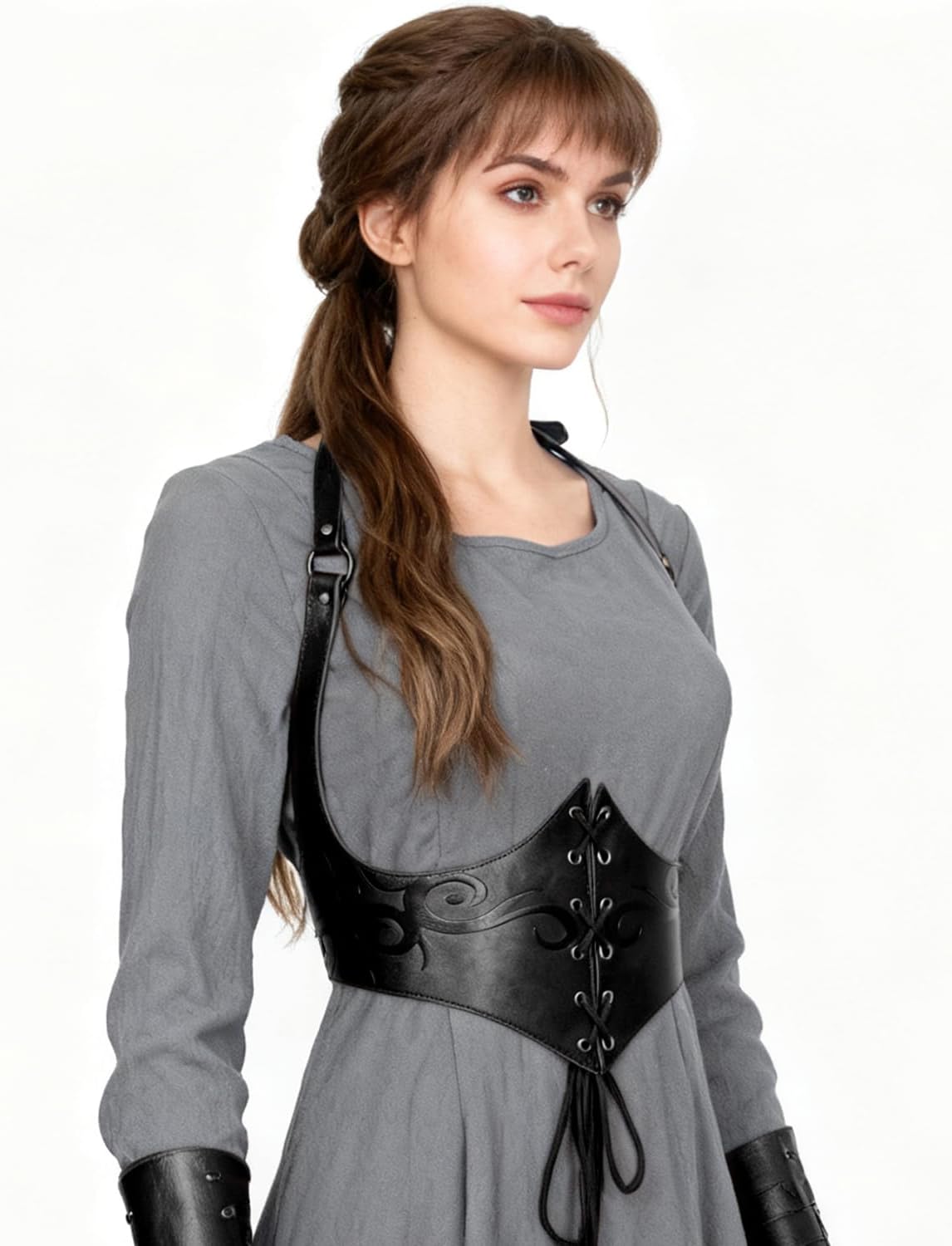 Joukavor Medieval Leather Corset Belt Renaissance Waist Cincher for Women Halloween - Image 3