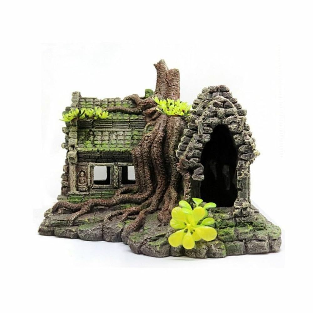 Decorazione per acquario da 29,5 cm, grande castello sull'albero, ornamento Aquascape