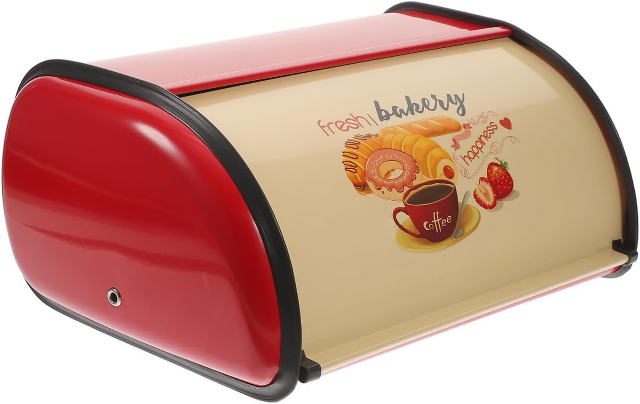 TOYANDONA Vintage Red Drum-shaped Bread Box Large Kitchen Bread Storage Organizer for Home and Restaurant Baking Food Storage