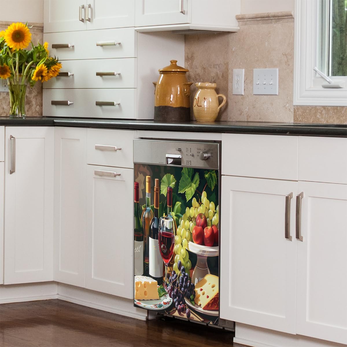 Red Wine Dishwasher Magnet Cover Red Wine Oil Painting Abstract Dishwasher Decorative Cover Front Dishwasher Door Cover Reuseable Dishwasher Cover for Kitchen Refrigerator Home Appliances 23" X 26"