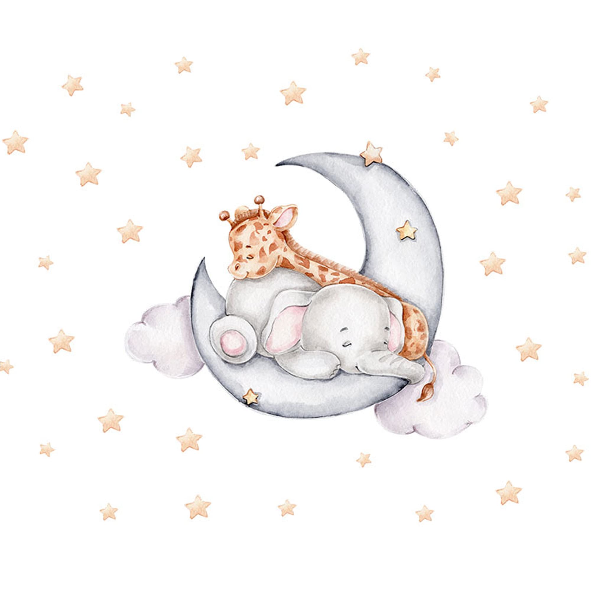 duoyif Pegatina De Pared Jirafa Elefante Estrella Luna Vinilos De Pared Decorativos Infantiles Adhesivos Pared Animales Lindos Para Habitación Infantiles Niños Guardería Dormitorio Decoración Pared