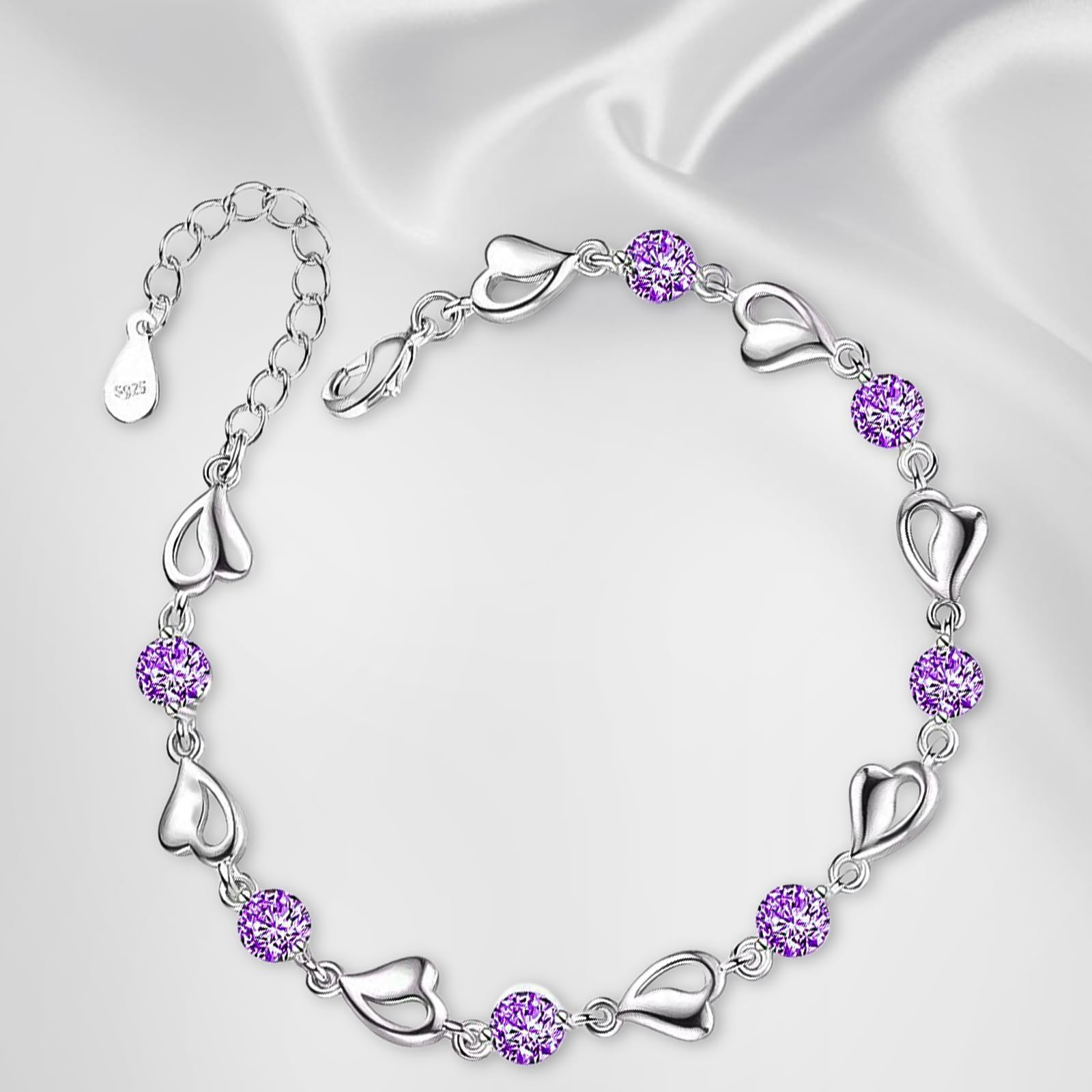 VGWON Braccialetto a cuore in argento sterling 925 per donne ragazze - Regali di compleanno e Natale per lei - Viene fornito con una scatola regalo e una cartolina di auguri