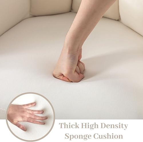 Miniatura 3 de ROCITY Juego de 2 taburetes de bar giratorios de cuero beige, sillas tapizadas, taburetes de bar ajustables con respaldo, taburetes de bar copetudos