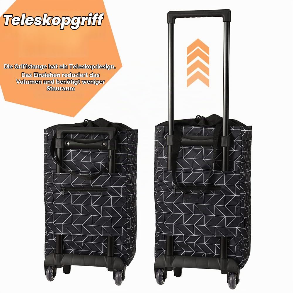 23L Faltbarer Einkaufstasche mit Rollen Kühlfach Einkaufstrolley