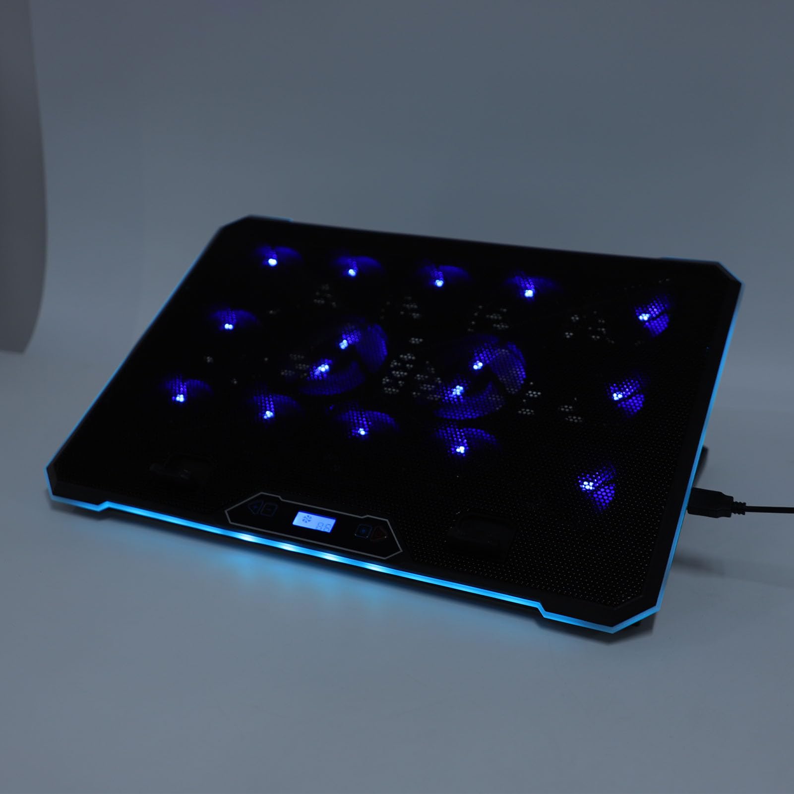 Bewinner Almohadilla de Refrigeración RGB para Ordenador Portátil, Iluminación Personalizable, Construcción Estable, Enfriador de Ordenador Portátil de 12-19 Pulgadas para Jugadores, Aleación de (14