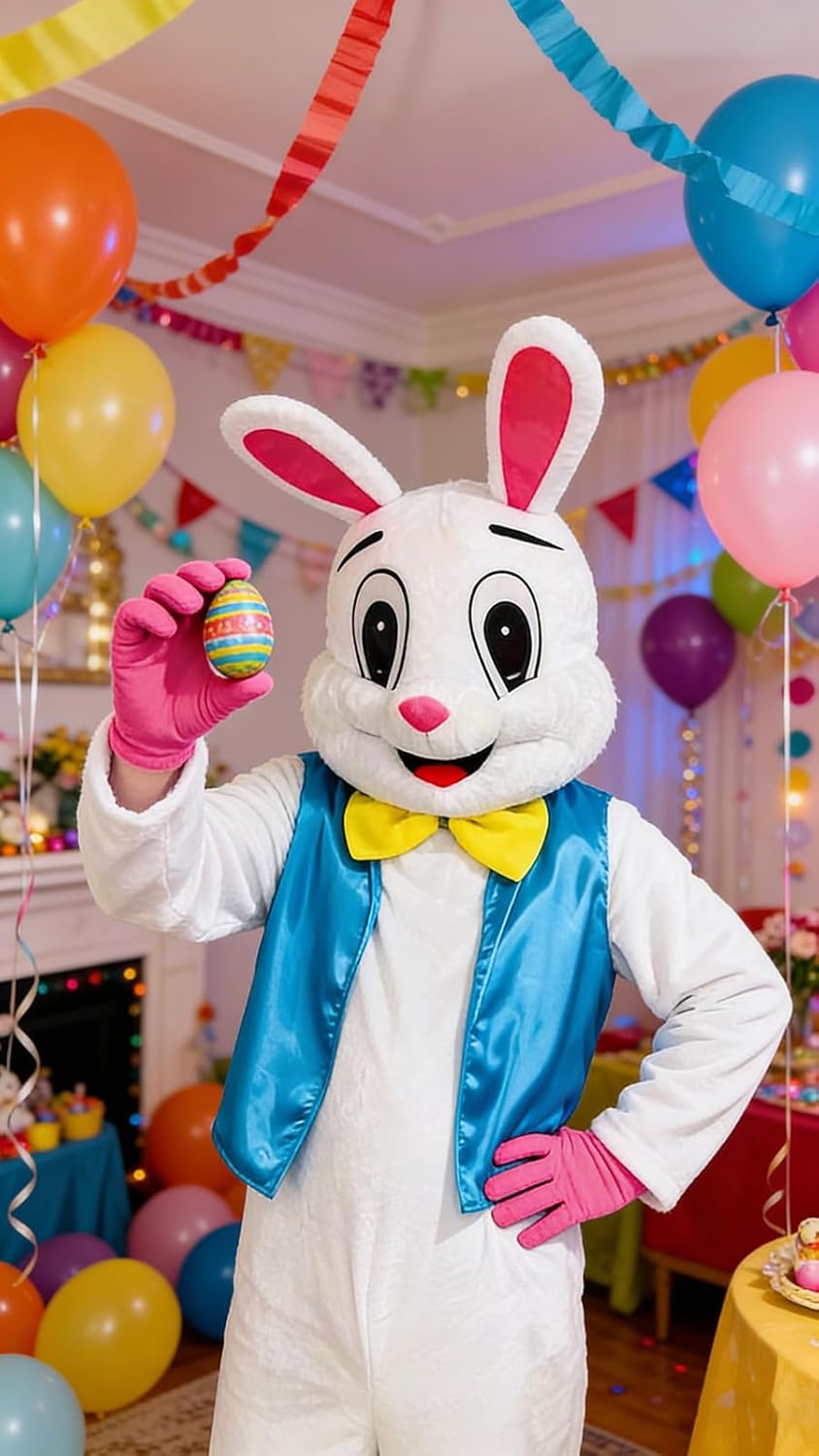 Easter Bunny Mask Rabbit Mascot Head Plush Animal Headpiece for Adults Party Dress Accessories Props