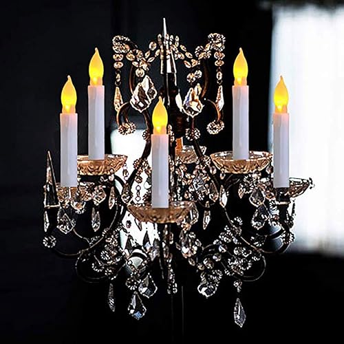 Miniatura 2 de Paquete de 24 velas LED cónicas sin llama, funciona con pilas, color marfil parpadeante, perfectas para bodas, Navidad, fiestas, 6.5 pulgadas,