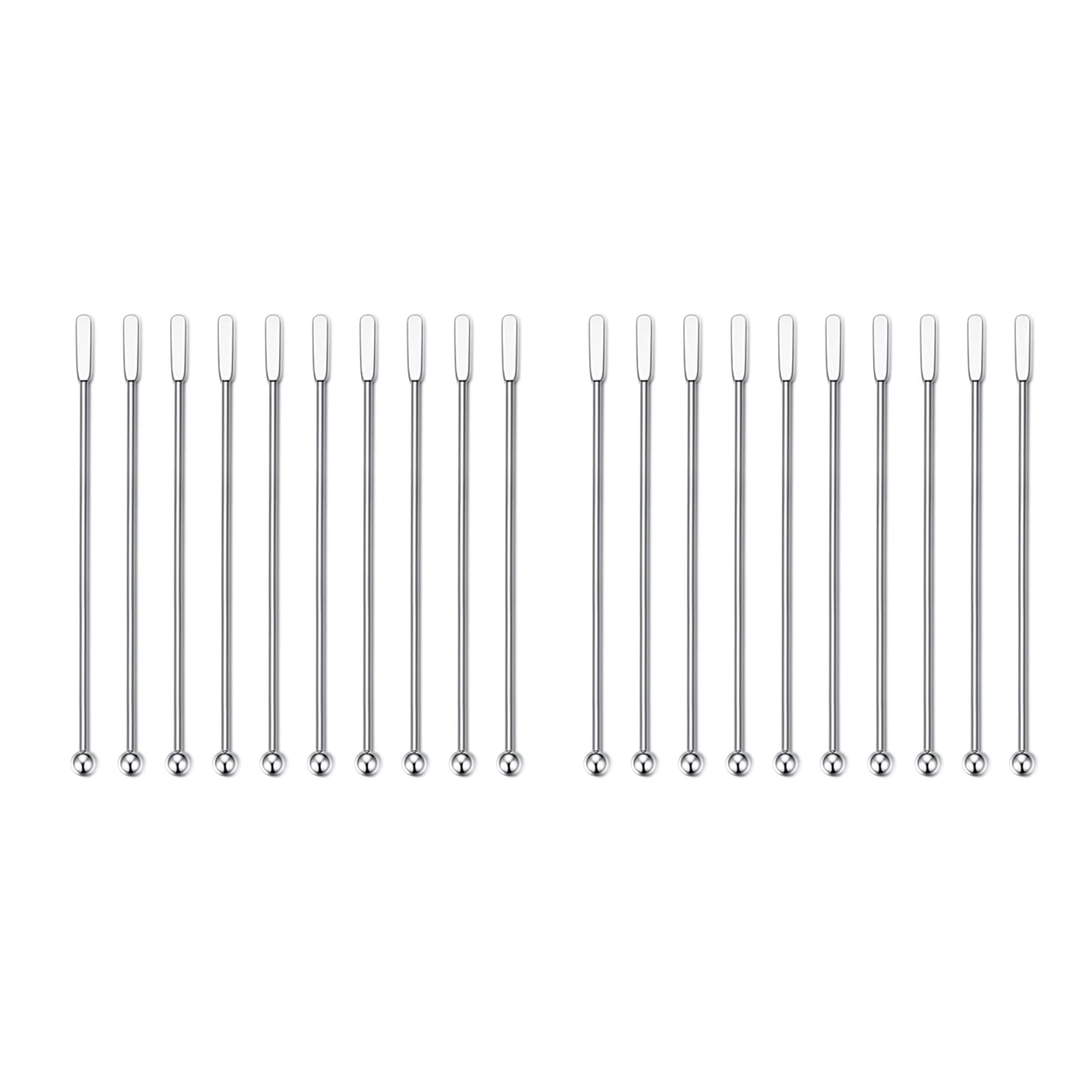 Hndhbfgrt 24Pcs Swizzle Sticks, Premium Stainless Steel Cocktail Beverage Drink Stirrer Stick, Reusable Stir Sticks for Bar