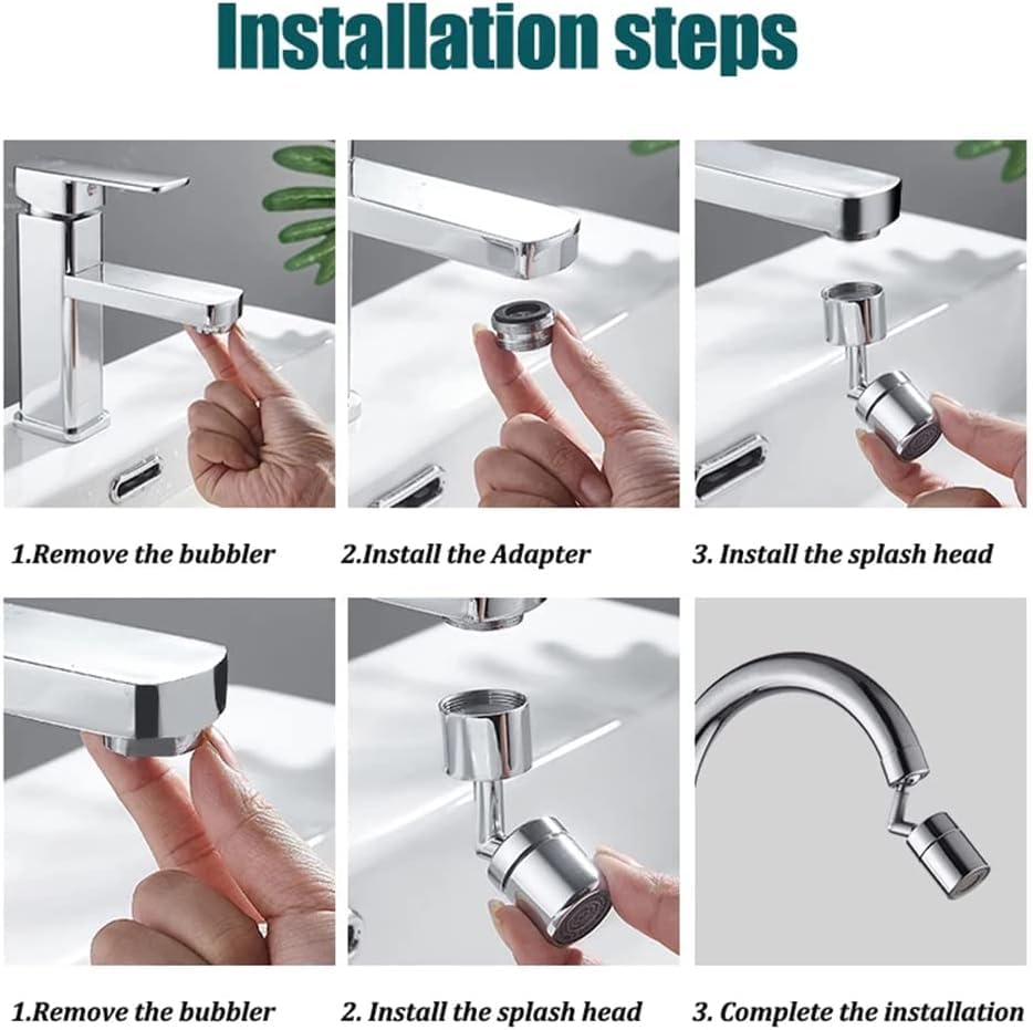 Image of RECLUSE 720 Degree Rotatable Faucet Sprayer Head Universal Splash Filter Faucet with 4-Layer Net Filter for Anti-Splash Dual-Function 2 Flow Faucet Sprayer Attachment for Face Washing Eyewash & Gargle