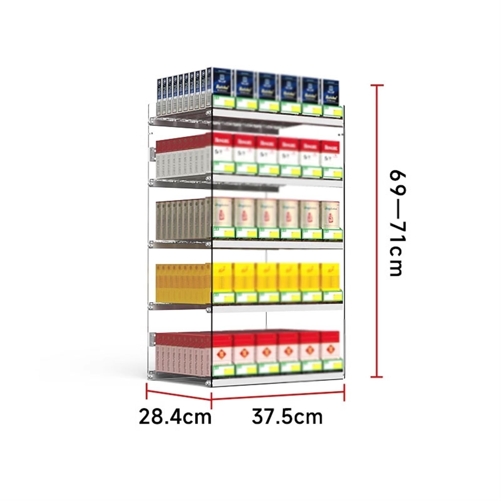 Generico Espositori per Sigarette in Acrilico | Porta fiammiferi, Installazione Automatica e Facile | Opzioni di Confezione da 5/6/8/10 | Perfetti per Negozi di Alimentari (37,5x28,4x69 cm)