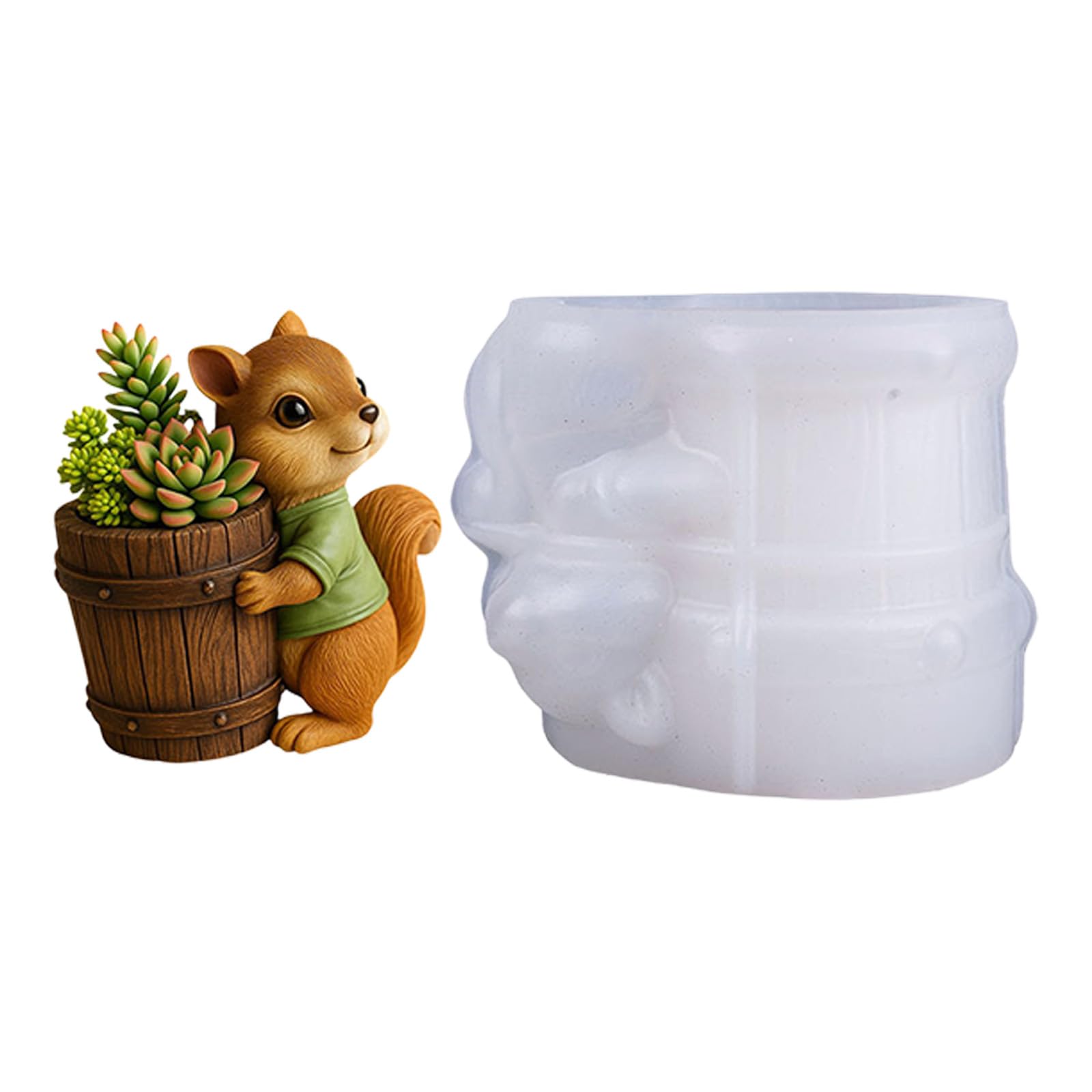 ZEPFJHE Squirrels Planter Silicone Mold Flowerot Concrete Mold Cement Gypsum Molds Diys Flower Vases Epoxy Casting Gift Pen Holders for Resin Pen Holders for Epoxy Resin