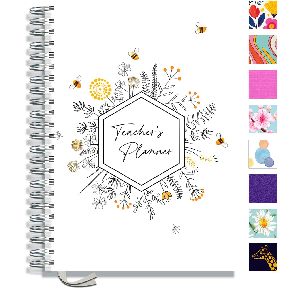 Teacher Planner 2026-2027 A4 Size by Pirongs | 6 Lesson Dated Planner for Teachers | Page a Day | Dated, Hardback, Wiro-Bound Teachers Planner - Bee โ image 1