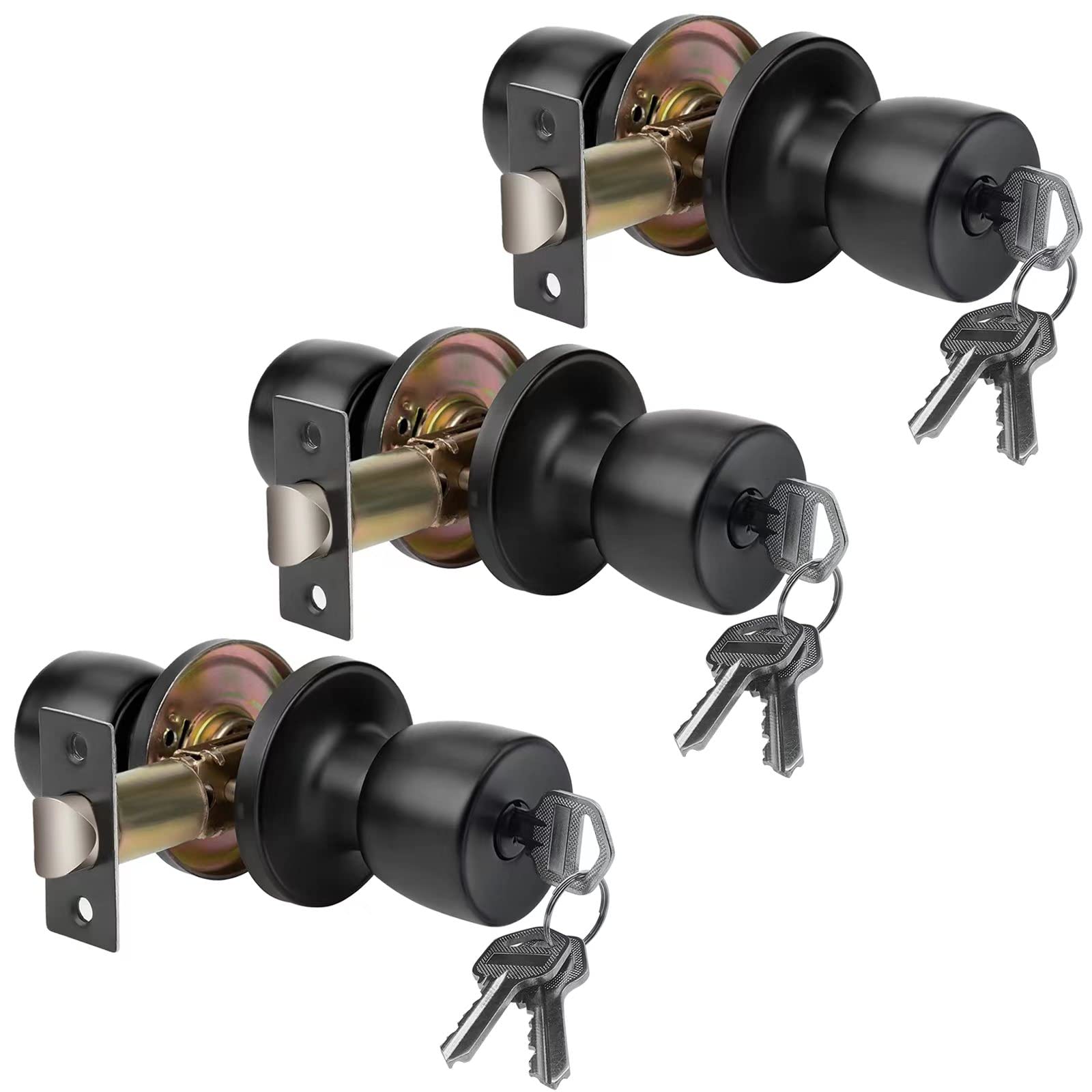 JO.KO Black Matte Door Knob - Lock & Key -8