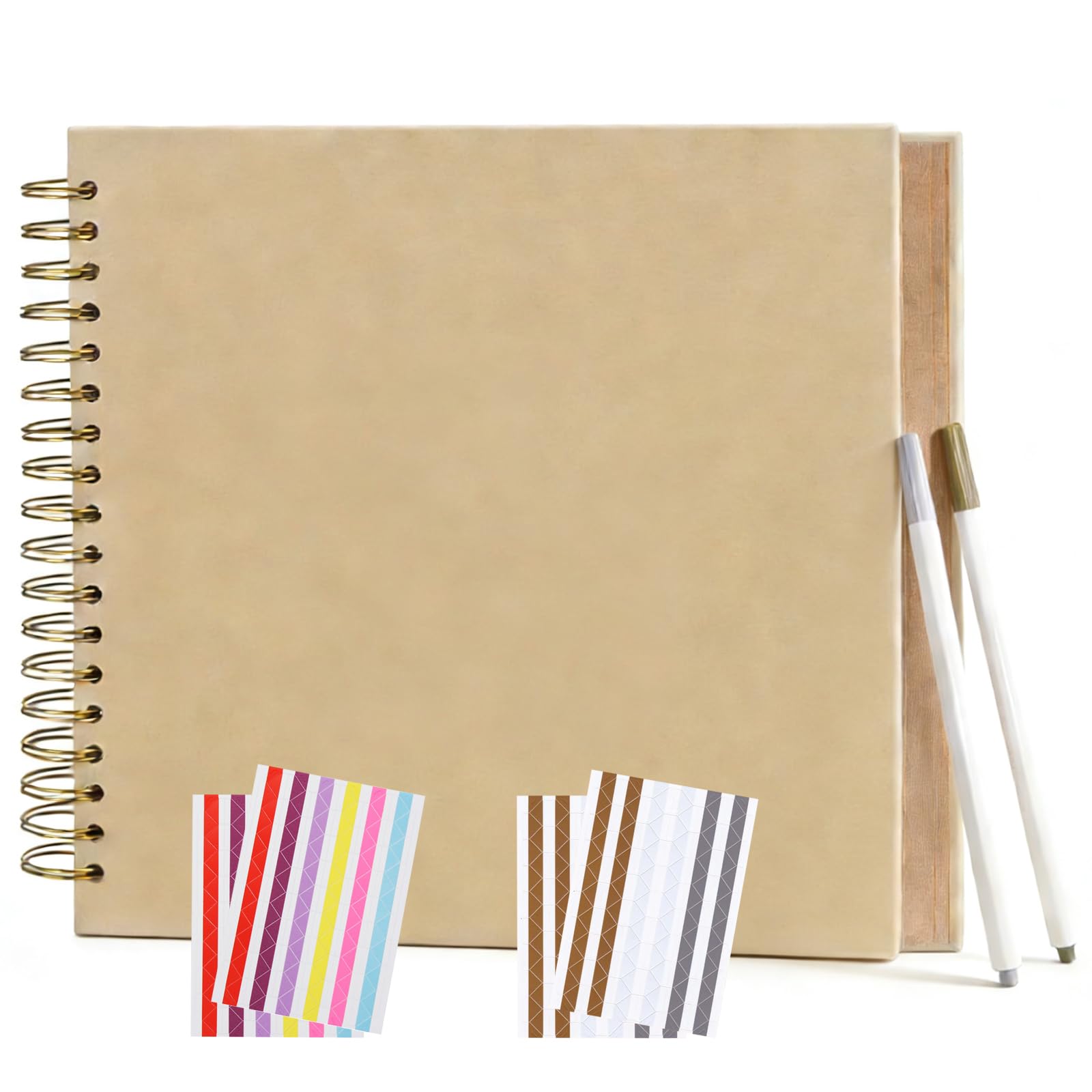 Scrapbook Album DIY Photo Album, Hardcover Kraft Blank Paper Memory Book for Valentine's Day, Wedding Anniversary, Birthday (Brown, 20.5x20.5cm 80 Pages)