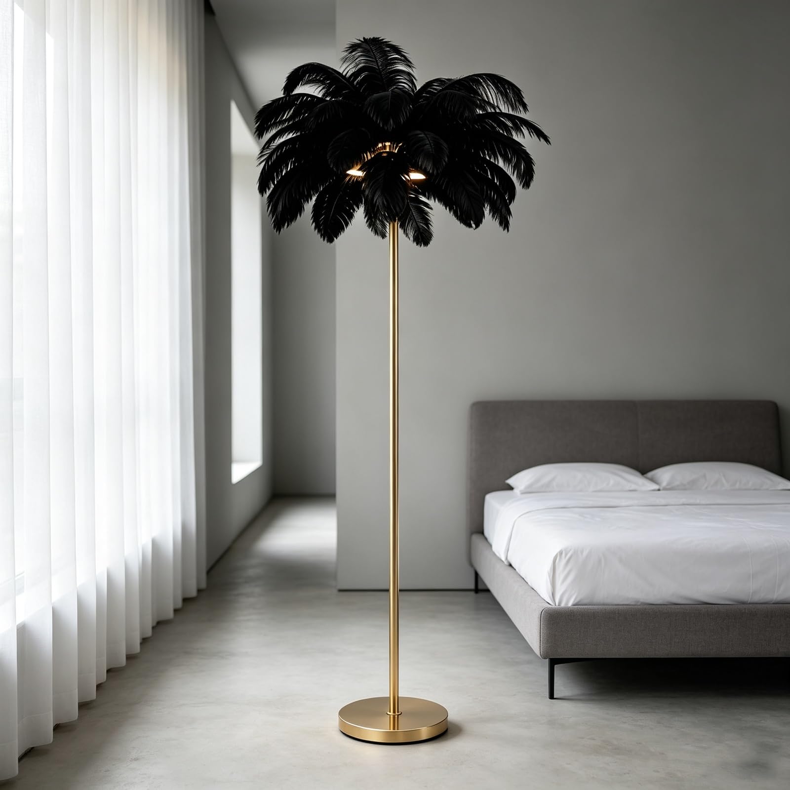 LCNDKF Luxury Natural Feather Floor Lamp