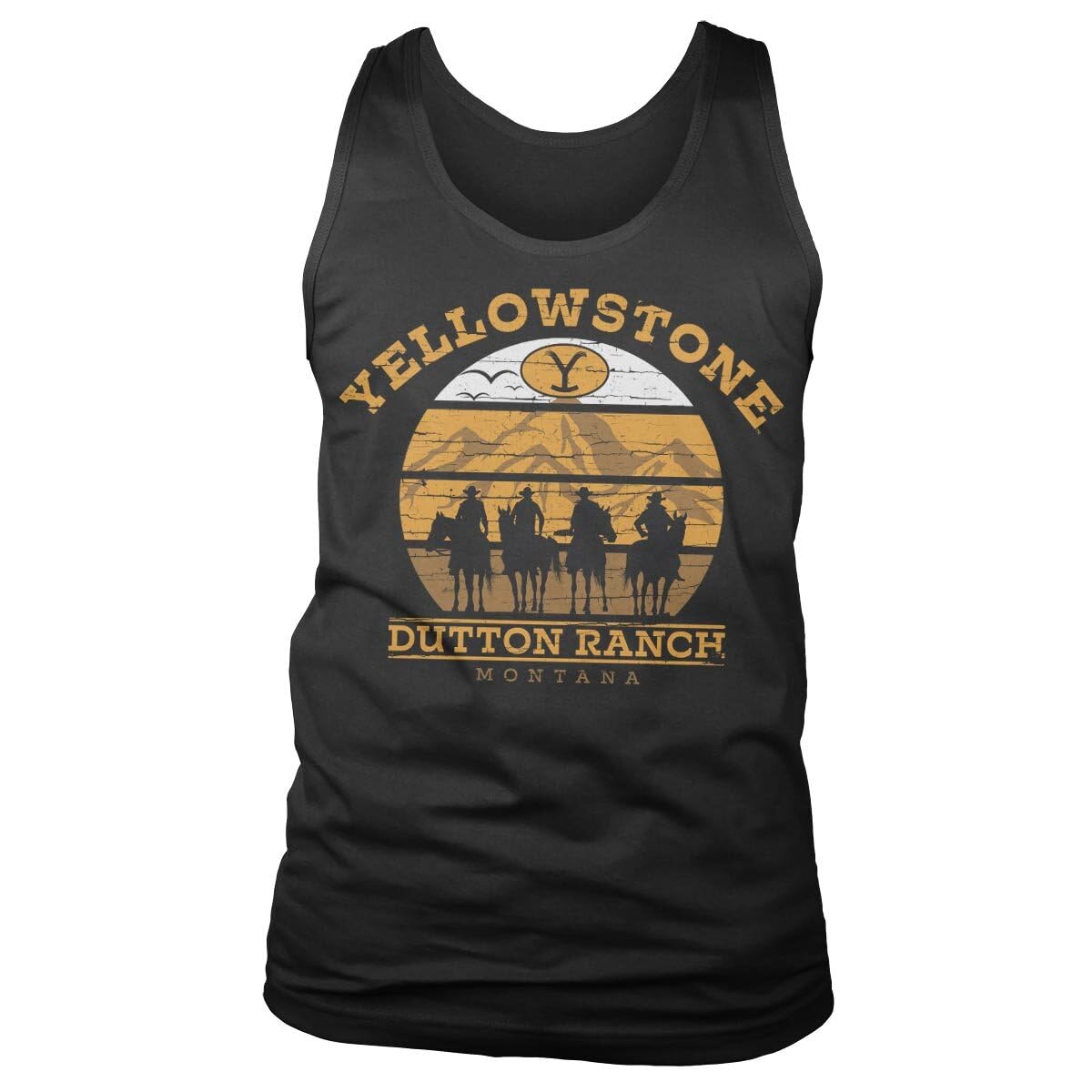 Yellowstone Officially Licensed Cowboys Mens Tank Top Vest (Black), Large