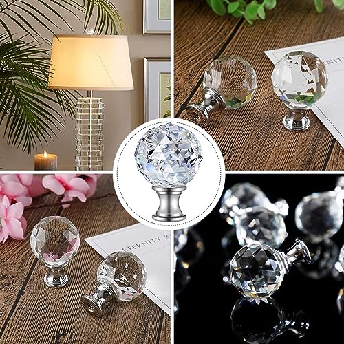 Image of OSALADI Crystal Lamp Finials Diamond Finials for Lamp Shade Clear Screw Topper Decorative for Table or Floor s
