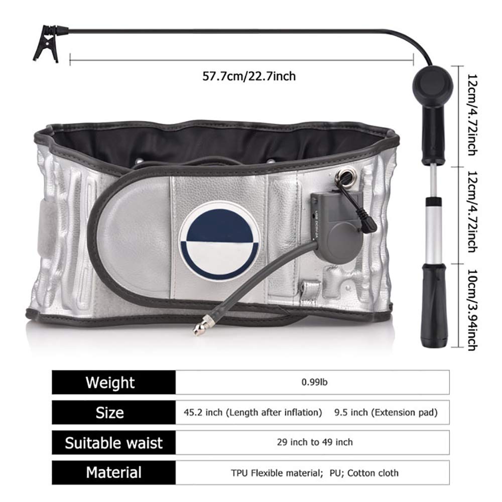 Faja Lumbar Fitness, Cinturón de tracción del Aire de la Columna Vertebral, para el Alivio del Dolor del Dolor Lumbar, calambres, con Correa de extensión