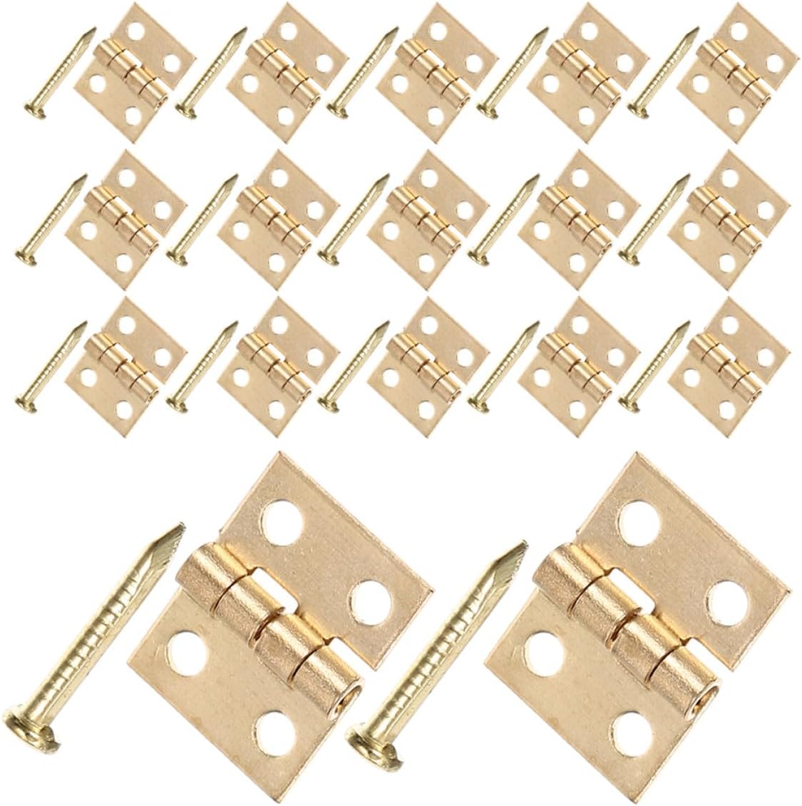 Mini Brass Hinges for Jewelry Box and Cabinet, Small Metal Butt Hinges with Screws, Vintage Hardware for Wooden Chest and DIY Crafts, 50 Sets