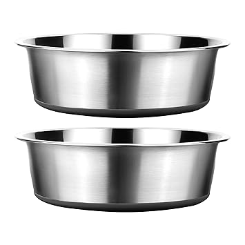 Stainless Steel Metal Dog Bowls (Pack of 2) | Non-Slip Rubber Bottom Design | Ideal Food & Water Bowls Set for Small, Medium, and Large Sized Dogs Breed (11.4 Cups for Large Dogs)