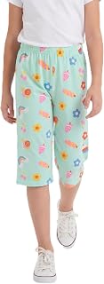PEGAN Pure Cotton 3/4-Length Capri Pants for Girls | Regular Fit, Graphic Print, Knee-Length Lounge Bottoms | Soft Elastic... Price In India