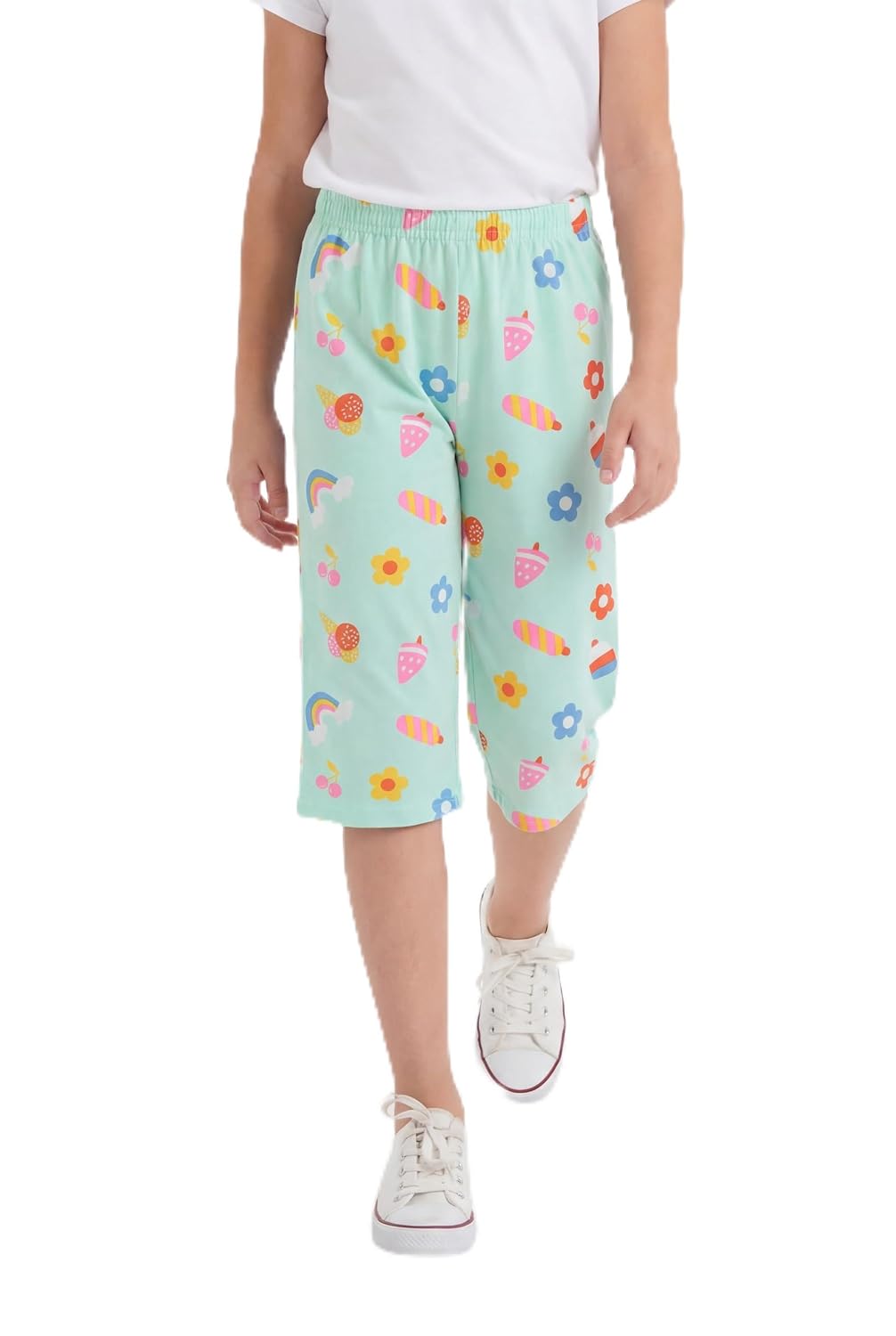 PEGAN Pure Cotton 3/4-Length Capri Pants for Girls | Regular Fit, Graphic Print, Knee-Length Lounge Bottoms | Soft Elastic... - Review, Price and Buying Guide