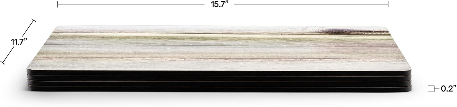 Rustic Driftwood Print Hardboard Placemats Set of 4