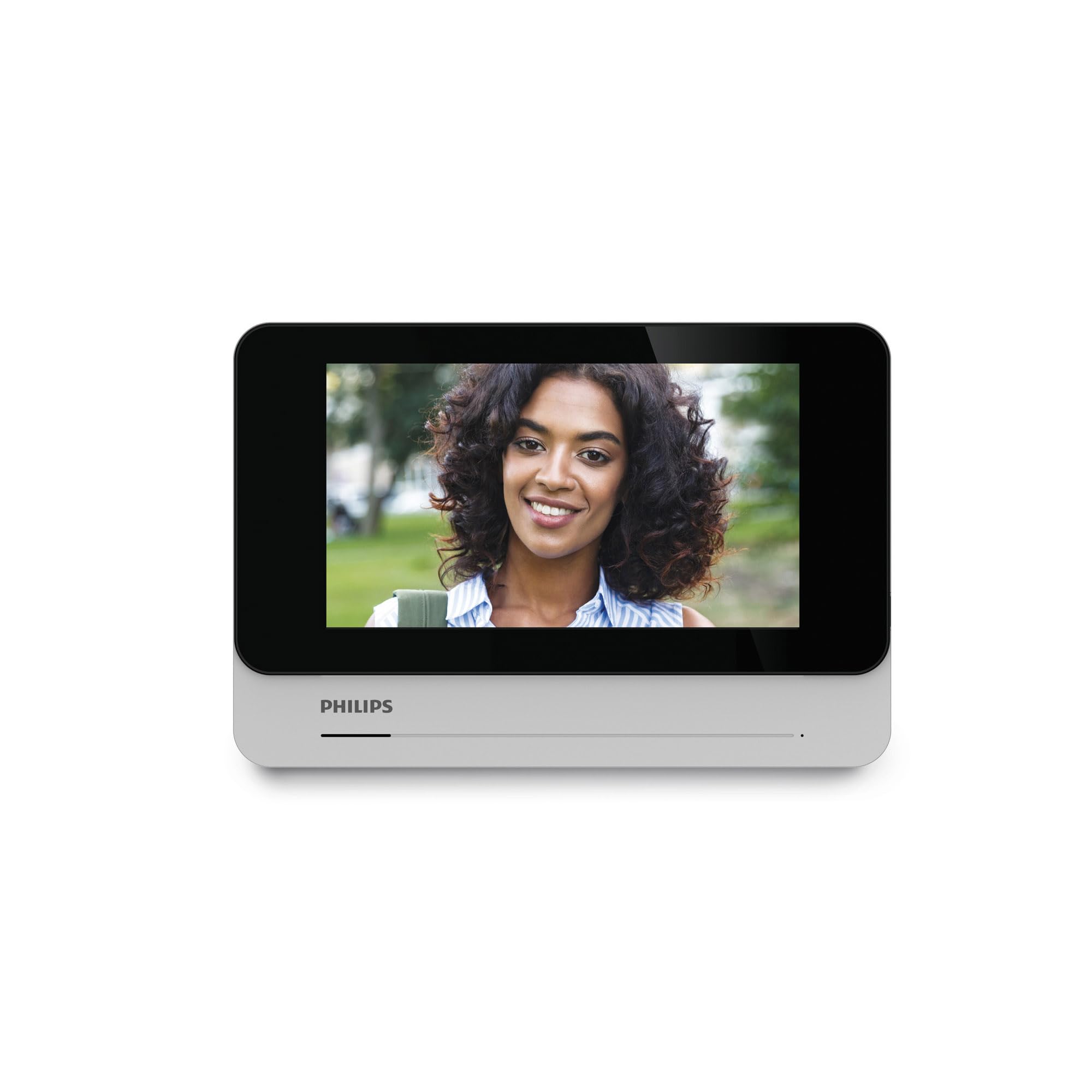 PHILIPS WelcomeEye AddConnect - Moniteur Supplémentaire Connecté 7" pour Visiophone WelcomeEye Connect/Connect 2/3, Écran Tactile Ultra-Plat, Installation 2 Fils, Fonction Intercom, Noir/Aluminium | Écran tactile 7", 2 fils jusqu'à 120 m, application Welc