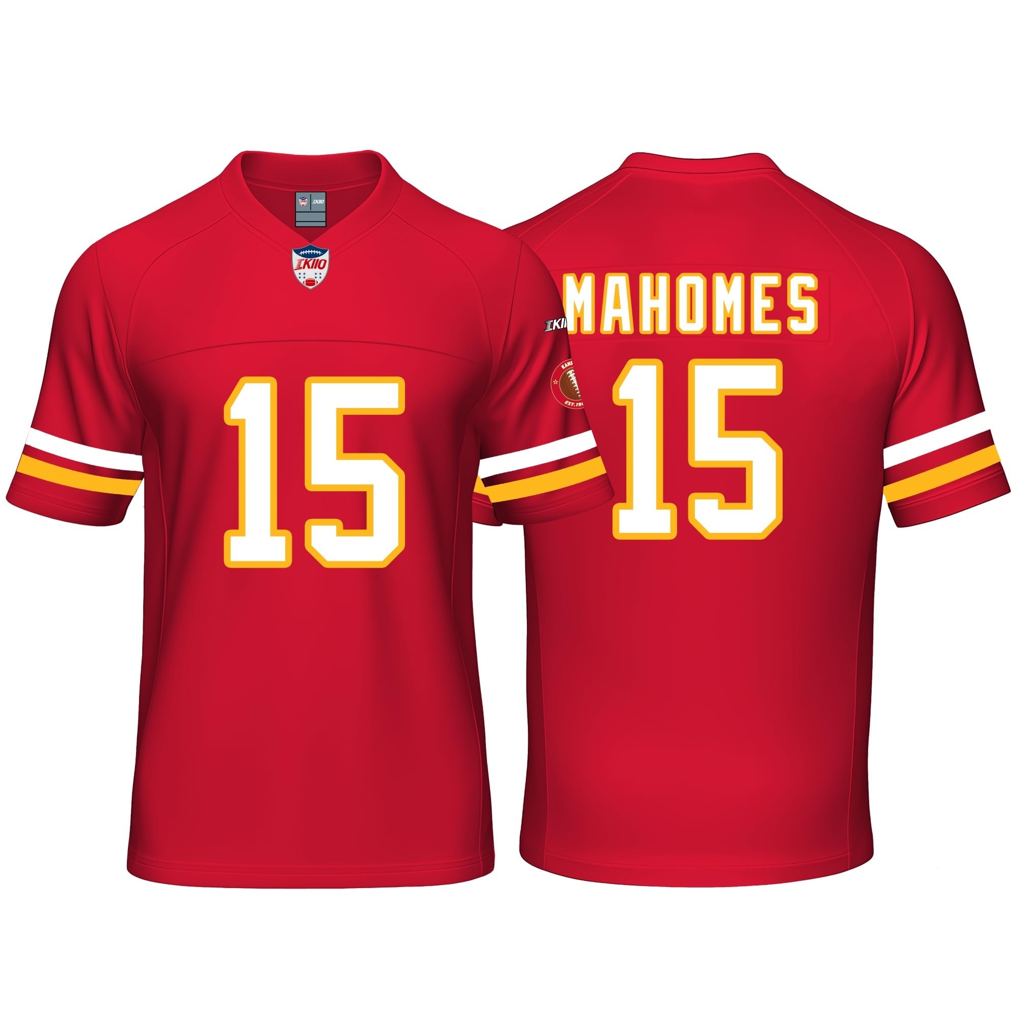 Custom Mens/Youth Football Stitched T-Shirt for Sports Fan Red/White No Brand/Logos