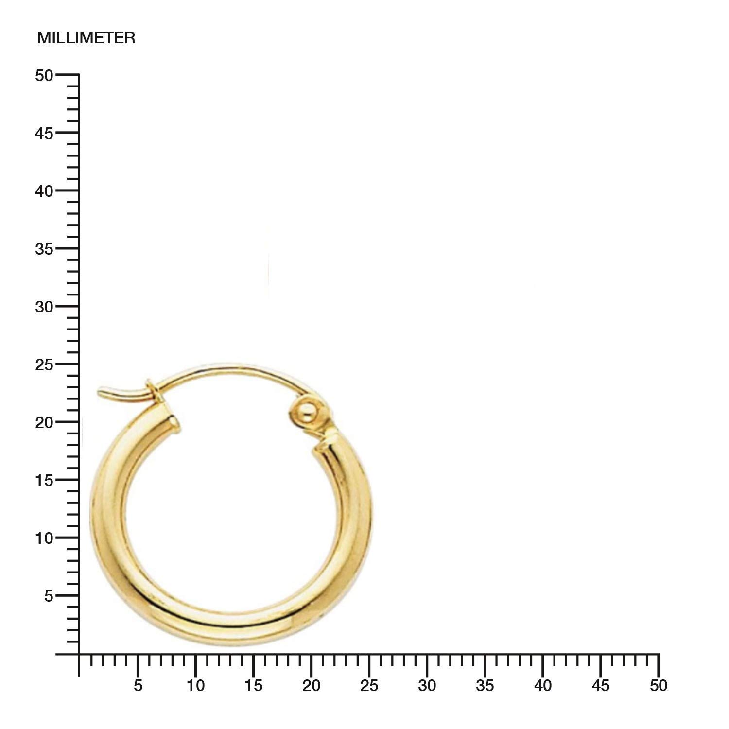 14 Karat 585 Gold Hochglanz Creolen Ohrringe Gelbgold - Breite 2 mm - Große Wählbar